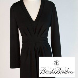 PRICE DROP! Brooks Brothers Black Knit V-Neck Long Sleeve Classic Dress SZ 8